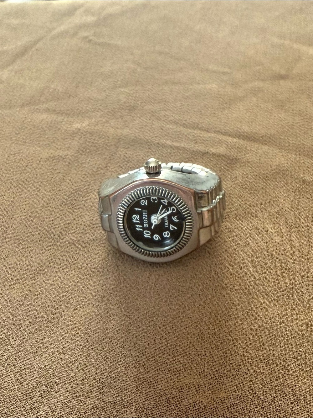 Unbranded Silver-tone Black Dial Fashion Watch ring